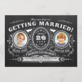 Vintag Kids Foto Hochzeit Einladungen Chalkboard