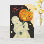 Vintag Kids Halloween Card Karte (Gelbe Blume)