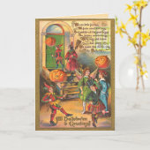 Vintag Kids Halloween Card Karte (Gelbe Blume)