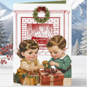 Vintag Kids Weihnachtskarte Karte