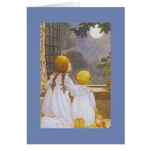 Vintag - Kinder, die auf dem Mond sitzen, (Vorne)