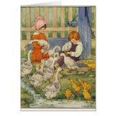 Vintag - Kinder mit Gänsen und Goslings, (Vorne)