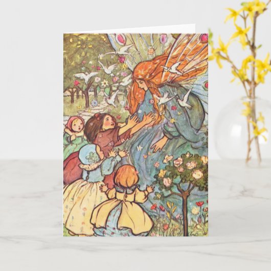 Vintag - Kindermädchen, Karte (Gelbe Blume)