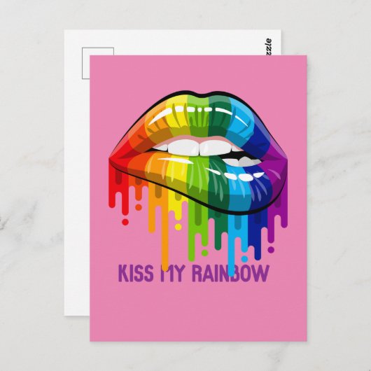 Vintag Kiss Meine Regenbogenlippen Postkarte (Vorne/Hinten)