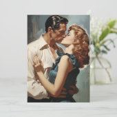 Vintag Kissing Couple Einladung (Stehend Vorderseite)