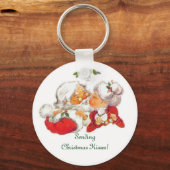 Vintag Kissing Santa Schlüsselanhänger (Vorderseite)