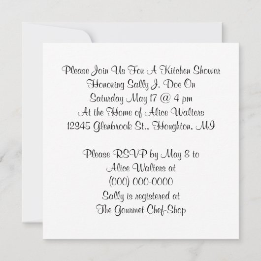 Vintag Kitchen Dusche Ankündigung Einladung (Rückseite)