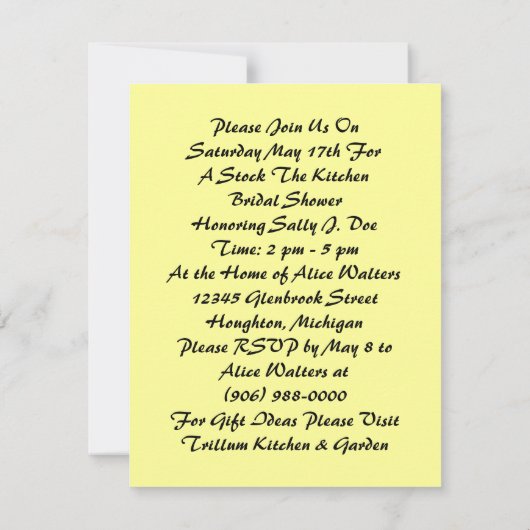 Vintag Kitchen Labels Bridal Dusche Einladungen (Rückseite)