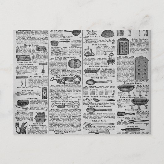 Vintag Kitchen Utensils Postkarte (Vorderseite)