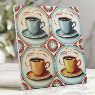 Vintag Kitsch Coffee Cups Pastell Blau und Rot Fliese