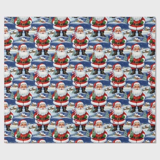 Vintag Kitsch Kris Kringle Geschenkpapier (Flach)