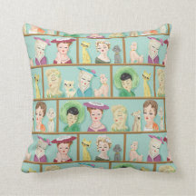 Vintag Kitsch Lady Head Vases mit Katzen und Hunde