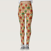 Vintag Kitsch Weihnachtsgingerbrot Mann und Bows Leggings (Vorderseite)