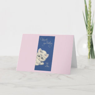 Vintag Kitten Belated Birthday Card Karte