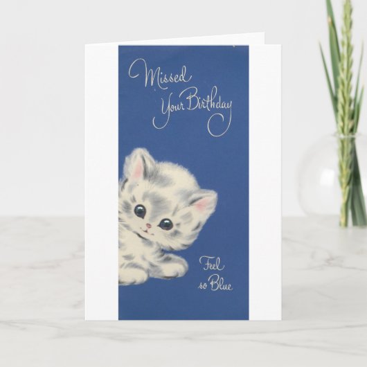 Vintag Kitten Belated Birthday Card Karte (Vorderseite)
