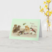 Vintag Kitten Geburtstags Grußkarte Karte (Gelbe Blume)