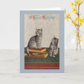 Vintag Kitten Geburtstags Grußkarte Karte (Gelbe Blume)