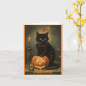 Vintag Kitten Halloween Grußkarte Karte (Gelbe Blume)