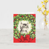 Vintag Kitten in Wreath Weihnachtskarte Karte (Gelbe Blume)
