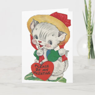 Vintag Kitten Valentine Feiertagskarte