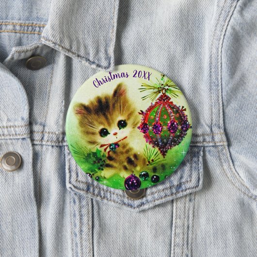 Vintag Kitten Weihnachten Button (Beispiel)