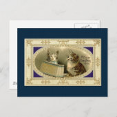 Vintag Kitten Weihnachten Postkarte (Vorne/Hinten)