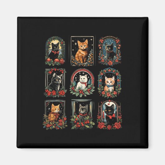Vintag Kitten Weihnachtskatzen Magnet (Vorne)
