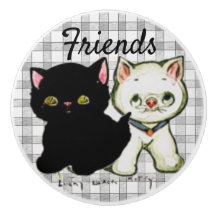 Vintag Kittens Image Keramik Pull