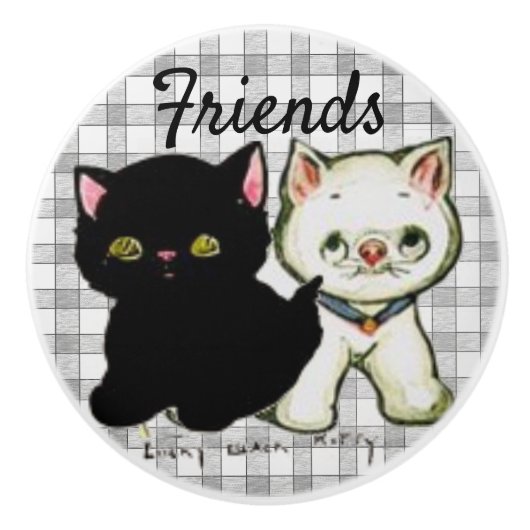 Vintag Kittens Image Keramik Pull Keramikknauf (Vorderseite)