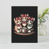 Vintag Kittens Tee Party Einladung (Stehend Vorderseite)