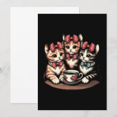 Vintag Kittens Tee Party Einladung (Vorne/Hinten)
