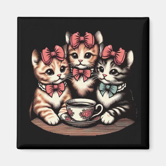 Vintag Kittens Tee Party Magnet (Vorne)