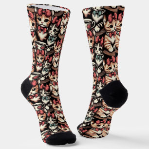 Vintag Kittens Tee Party Socken