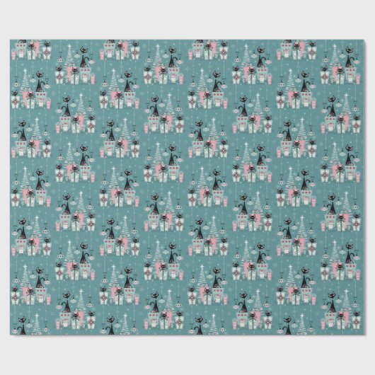 Vintag Kitty Christmas II ©studioxtine Geschenkpapier (Flach)