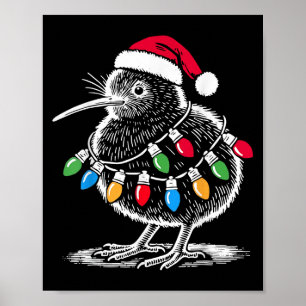 Vintag Kiwi Bird Weihnachtsmannmütze Christmas Lig Poster