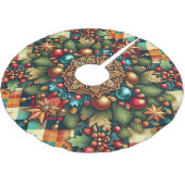 Vintag/klassisch farbenfrohe Weihnachten Polyester Weihnachtsbaumdecke (Schrägansicht)