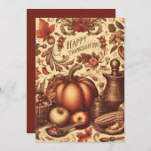 Vintag/klassisch glückliches Erntedankfest Feiertagskarte (Vorne/Hinten)