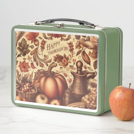 Vintag/klassisch glückliches Erntedankfest Metall Brotdose (Beispiel)