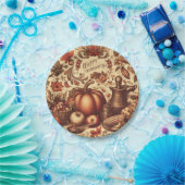 Vintag/klassisch glückliches Erntedankfest Pappteller (Party)