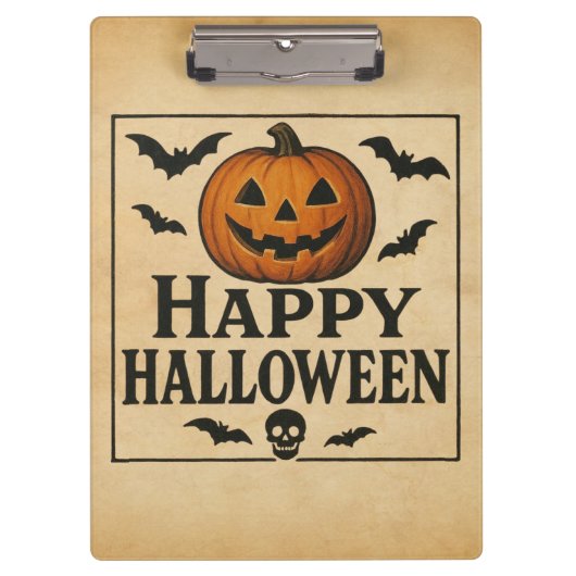 Vintag/klassisch Halloween Jack-o-Laterne Klemmbrett (Vorderseite)
