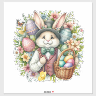 Vintag/klassisch Niedlich Osterhase Aufkleber