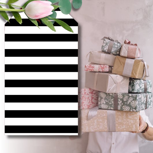 Vintag klassische schwarz-weiße Streifen Geschenkanhänger