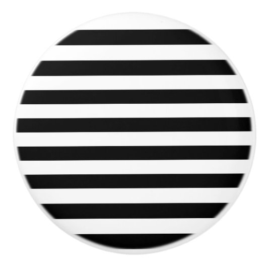 Vintag klassische schwarz-weiße Streifen Keramikknauf (Vorderseite)