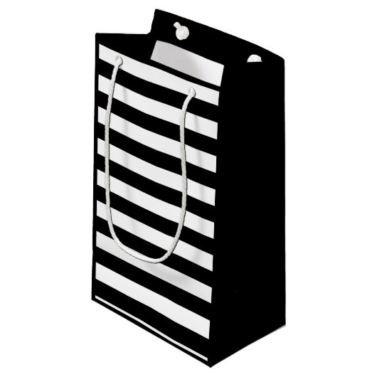 Vintag klassische schwarz-weiße Streifen Kleine Geschenktüte (Vorderseite Schrägansicht)