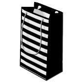 Vintag klassische schwarz-weiße Streifen Kleine Geschenktüte (Rückseite Schrägansicht)