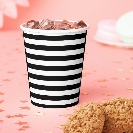 Vintag klassische schwarz-weiße Streifen Pappbecher