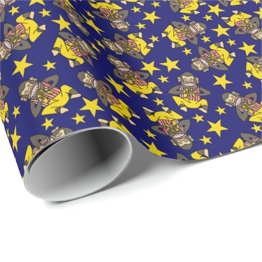 Vintag klatschendes Affenspielzeug Geschenkpapier (Rolleneckpunkt)