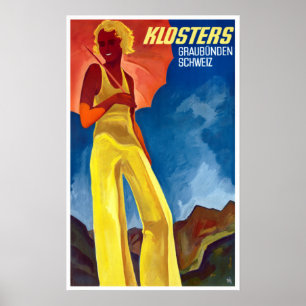 Vintag Klosters Schweiz Reisen Poster