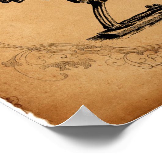 Vintag Kneeling Skeletthandbuch Poster (Ecke)