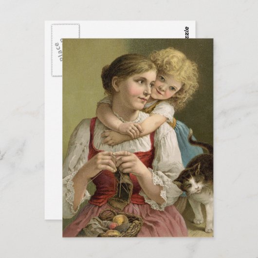 Vintag Knittermutter Postkarte (Vorne/Hinten)